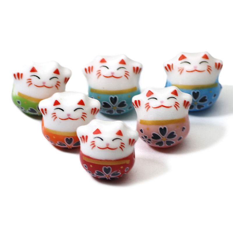 Fiasrel Ceramic Maneki Neko loose beads