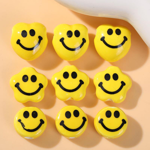 Fiasrel 10pcs Yellow cute smiley face beads