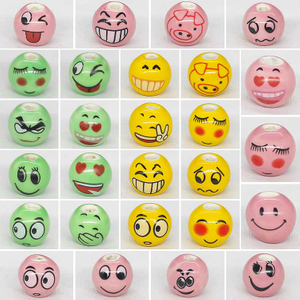 Fiasrel 14mm Cute smiling face emoji beads