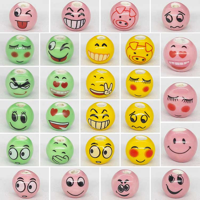 Fiasrel 14mm Cute smiling face emoji beads