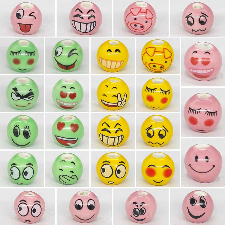 Fiasrel 14mm Cute smiling face emoji beads