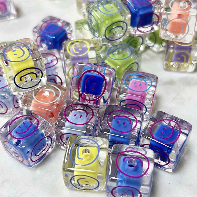 Fiasrel 16mm Transparent seven-color smiling Fang Zhu