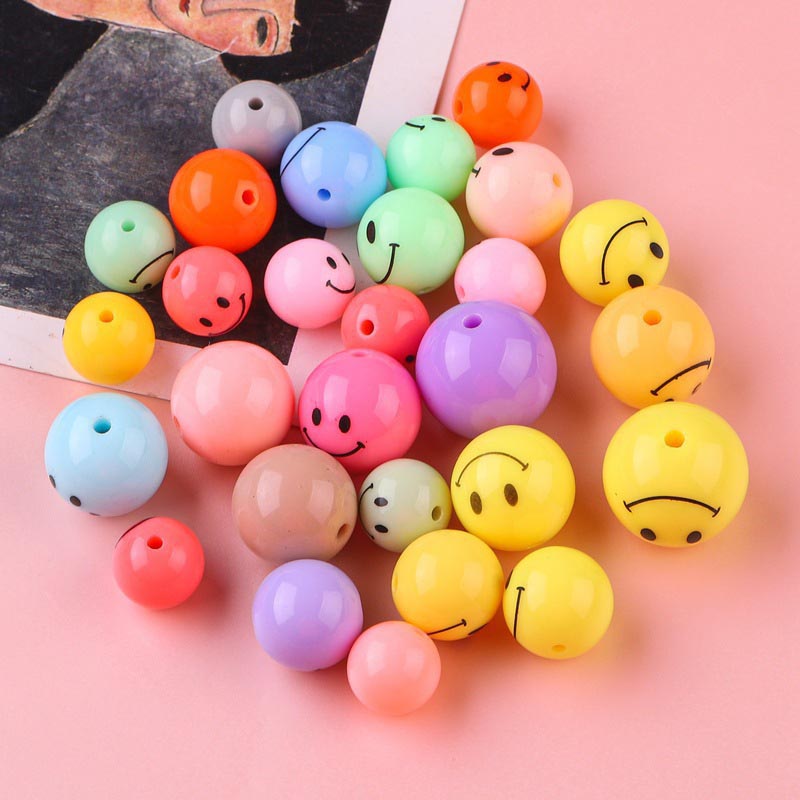 Fiasrel diy round smiley face beads