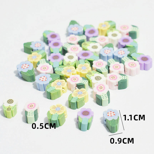 Fiasrel 100pcs Colorful wind chime flower soft clay beads