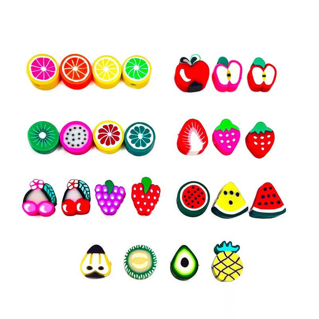 Fiasrel 200pcs Fruit perforated soft ceramic beads