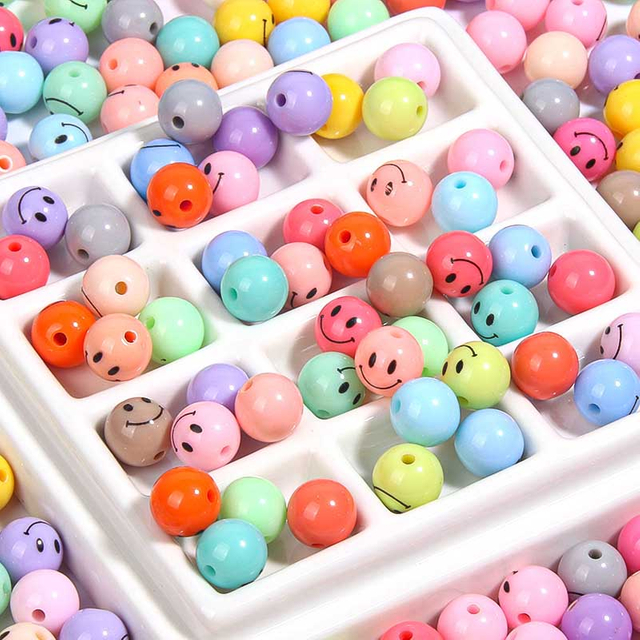 Fiasrel 10-18mm Colorful cartoon smiling face beads