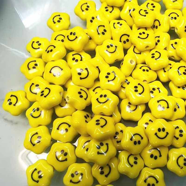 Fiasrel Ceramic plum blossom heart-shaped smiling face beads