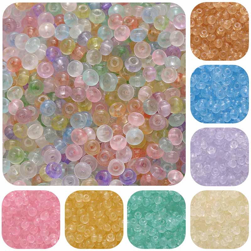 Fiasrel 2*4mm Ice-Transparent Seed Beads DIY Handmade Beading Supplies