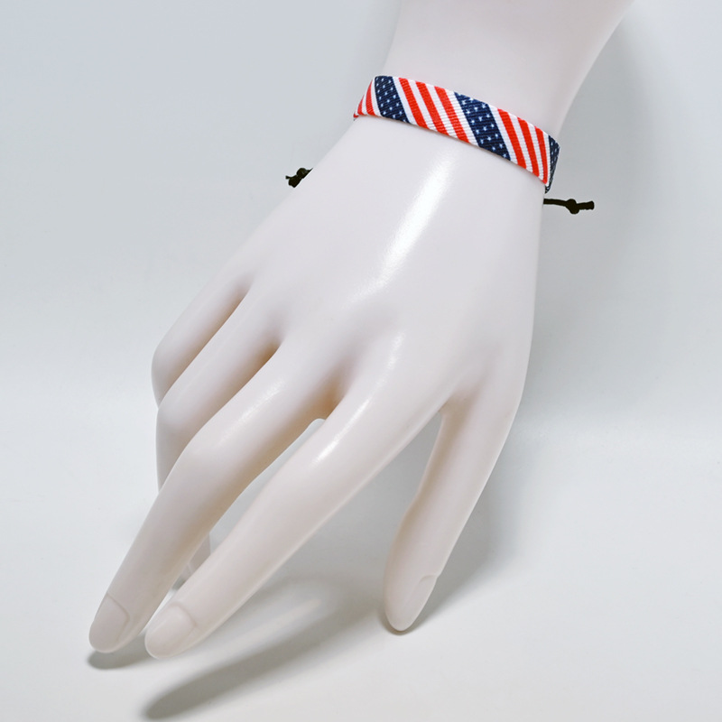 Fiasrel 2pcs National flag fabric woven bracelet