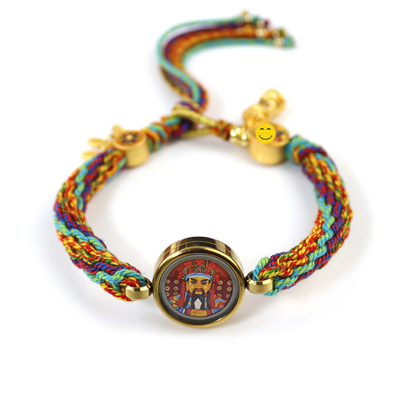 Fiasrel Tibetan-style multicolored cotton thread wristband