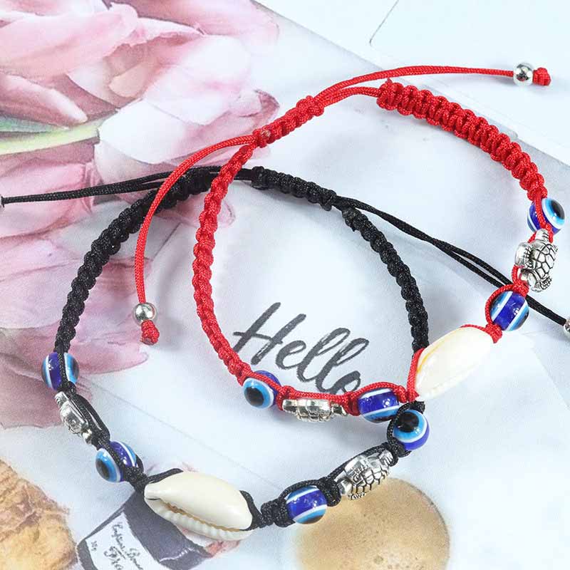 Fiasrel 2pcs Turtle shell beach bracelet