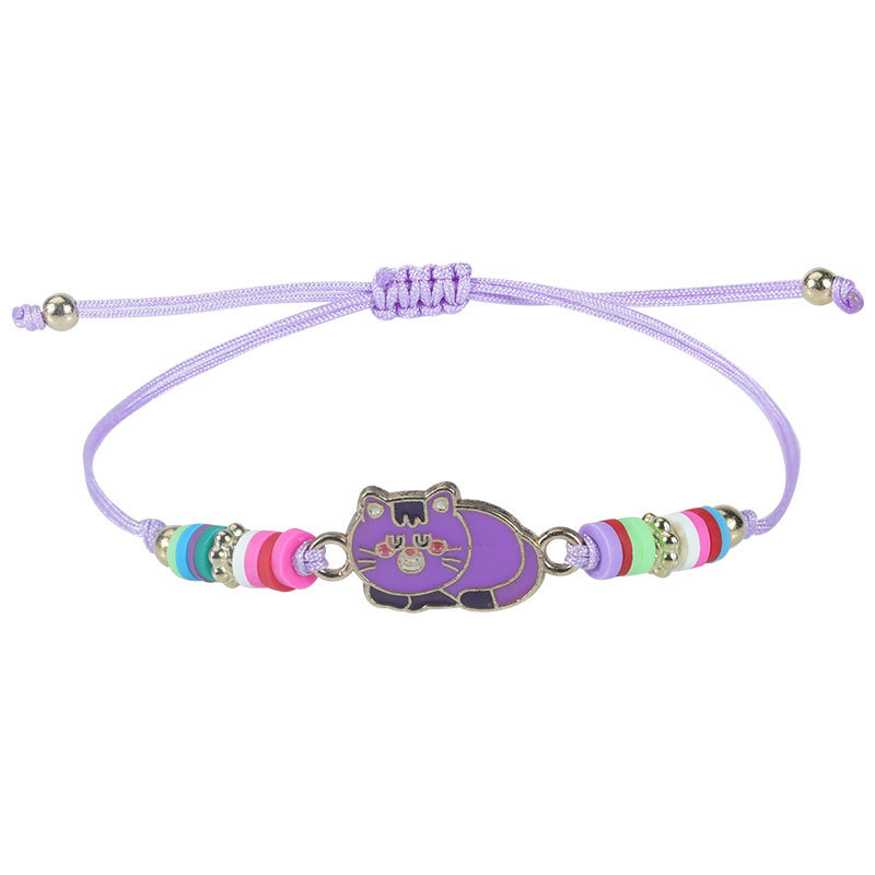 Fiasrel 2pcs Multicolored cat-shaped soft clay children's bracelet