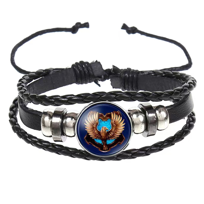 Fiasrel Handwork Knitting Leather Bracelet Harry Magic Bangle Potter Badge Bracelet Jewelry 