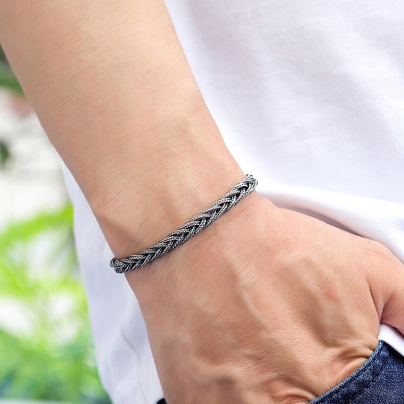 Fiasrel Jewelery Chain Braided Handmade Jewelry Men Bracelet Retro Vantage Bracelets