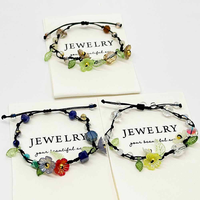Fiasrel Women's Trendy Beaded Bracelet Handwoven Flower bracelet