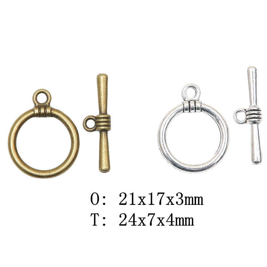 Fiasrel 10pcs Antique Silver OT Clasps Faste Toggle Clasps Round Metal Clasps Hooks Jewelry Making Findings
