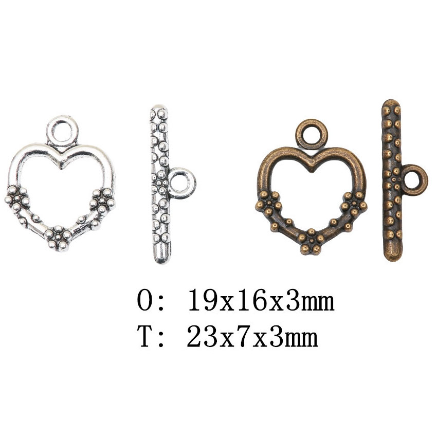 Fiasrel 10pcs Beautiful Fashion Alloy Heart Shape OT Clasp for Jewelry Making Accessories