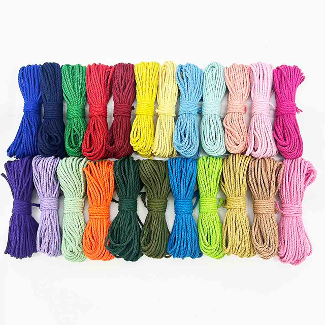 Fiasrel 2mm 23pcs Colorful Cotton Craft Rope Polyester Macrame Cord Kit