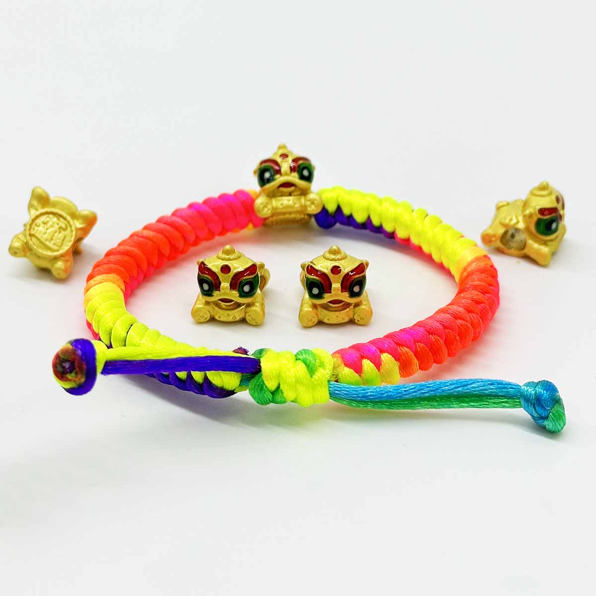 Fiasrel 2pcs Chinese Style Lion Shape Loose Beads for Jewelry Necklace Bracelet Making