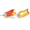 Fiasrel 2pcs Gold Arowana Gold Plating Big Hole Metal Fish Shape Loose Beads