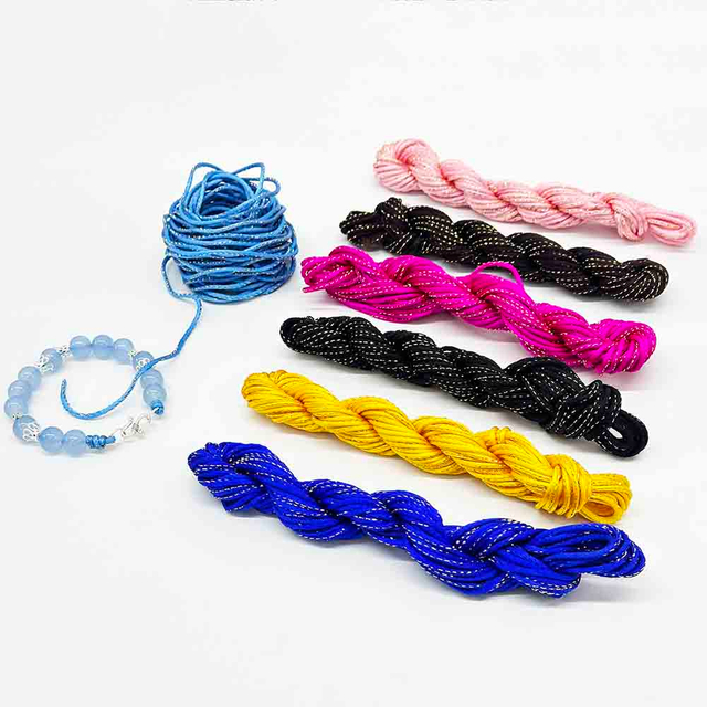 Fiasrel 2mm 10yards Nylon Cord Thread Chinese Knot Macrame Cord Bracelet Braided String with golden thread