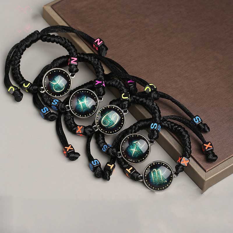 Fiasrel 12 Constellations Fashion Hand-woven Rope Bracelet European Jewelry Couple Bracelet