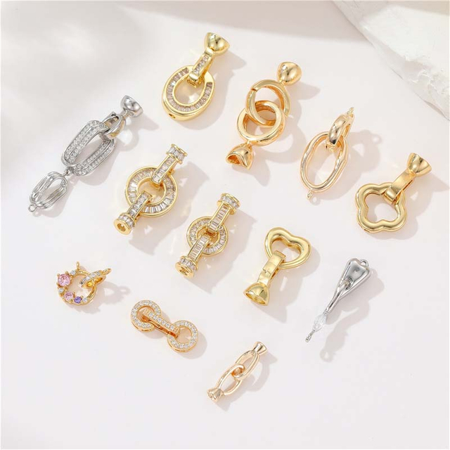 Fiasrel 14K Gold Plated Pearl Clasp Metal Cord Ends Clasp Necklace Bracelet Clasps