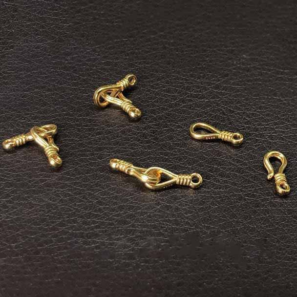 Fiasrel Retro 925 Sterling Silver Gold Plated Clasp Hook Shape Fishhook Type End Clasps for Jewelry Making Accessories