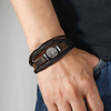 Fiasrel Magnetic Buckle Life Tree Accessories Mens PU Leather Bracelet Charms Luxury Jewelry Steel Bracelet