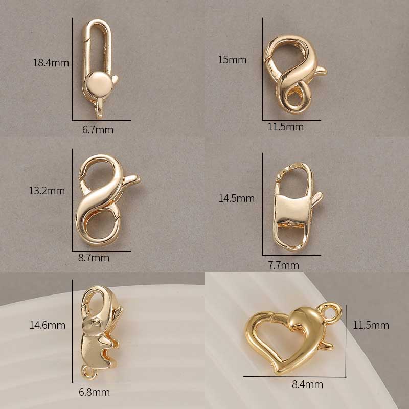 Fiasrel DIY Jewelry Buckle Electroplated 14K Gold Lobster Buckle Manual Melon Seed Spring Buckle Magnet OT Buckle Clasp