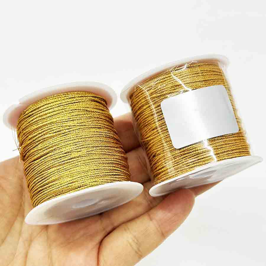 Fiasrel Gold Silver Cord 0.2mm 0.4mm 0.6mm 0.8mm 1mm Nylon Cord Thread String Rope Bead Wires for DIY Handmade Braided Jewelry Making