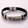 Fiasrel Twelve Constellations Bracelet Adjustable Size Leather Woven Rope Stainless Steel Bracelet