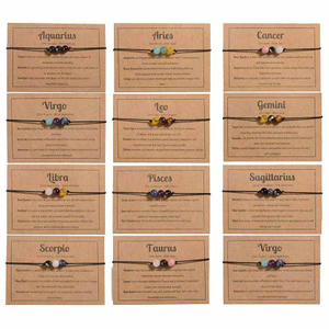Fiasrel 8mm Crystal Stone Beads Bracelet Birthday Gift Fashion Combined Opal Amethyst Horoscope 12 Zodiac Bracelets