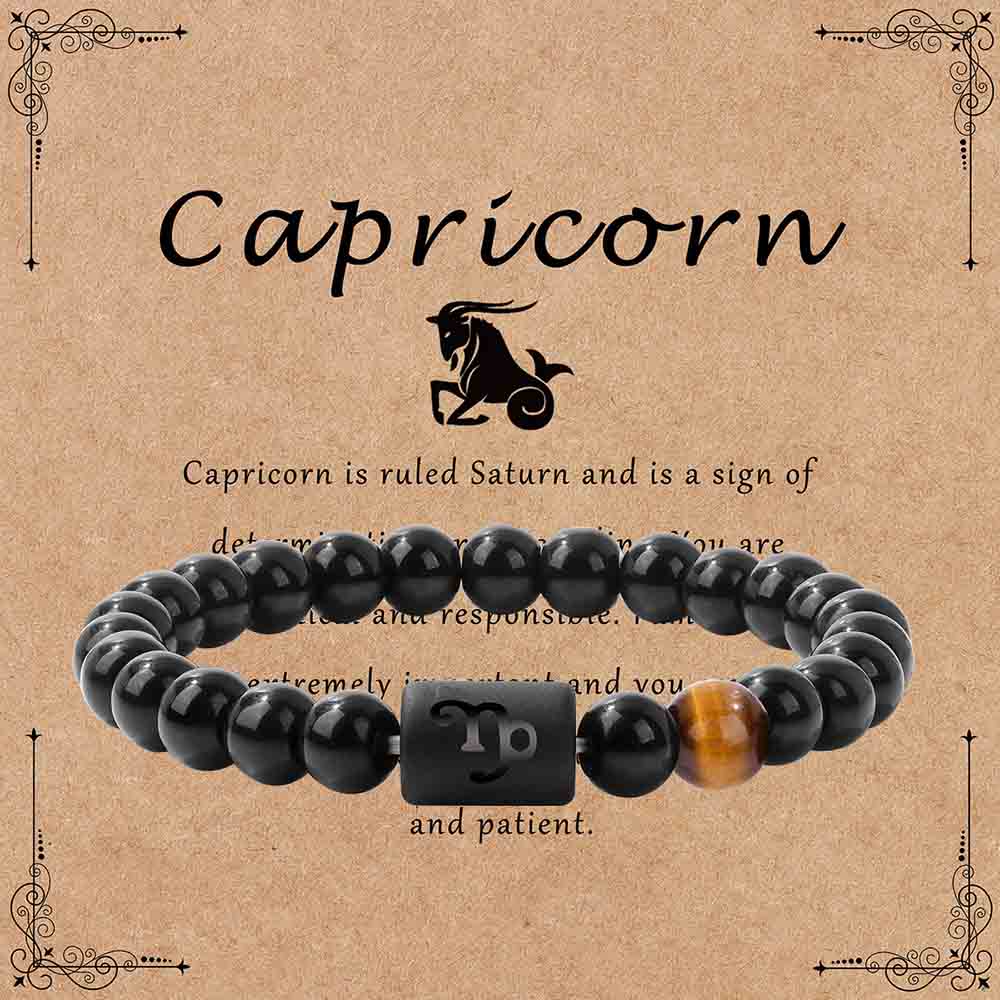 Fiasrel 12 Zodiac Couple Healing Real Precious Gemstone Stone Bracelet Crystals Fashion Jewelry Beaded Bracelet
