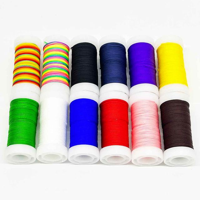 Fiasrel No.72 0.8mm 12rolls/set 12colors Nylon Boxed Jade Thread Braided Rope