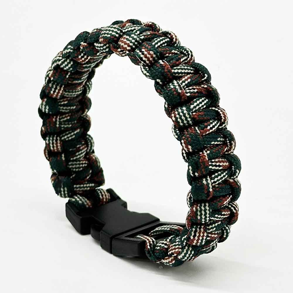 Fiasrel Army Green Camo Color Outdoor Emergency Paracord Bracelet Whistle Buckle Survival Bracelet for Camping Hiking Sports