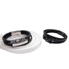 Fiasrel Stainless Steel Charm Leather Woven Vintage Creative Multi-layer Stainless Steel Bracelet with Magnet Clasp