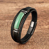 Fiasrel Stainless Steel Magnetic Clasp Multi-layer Handmade Woven Genuine Leather Bracelets