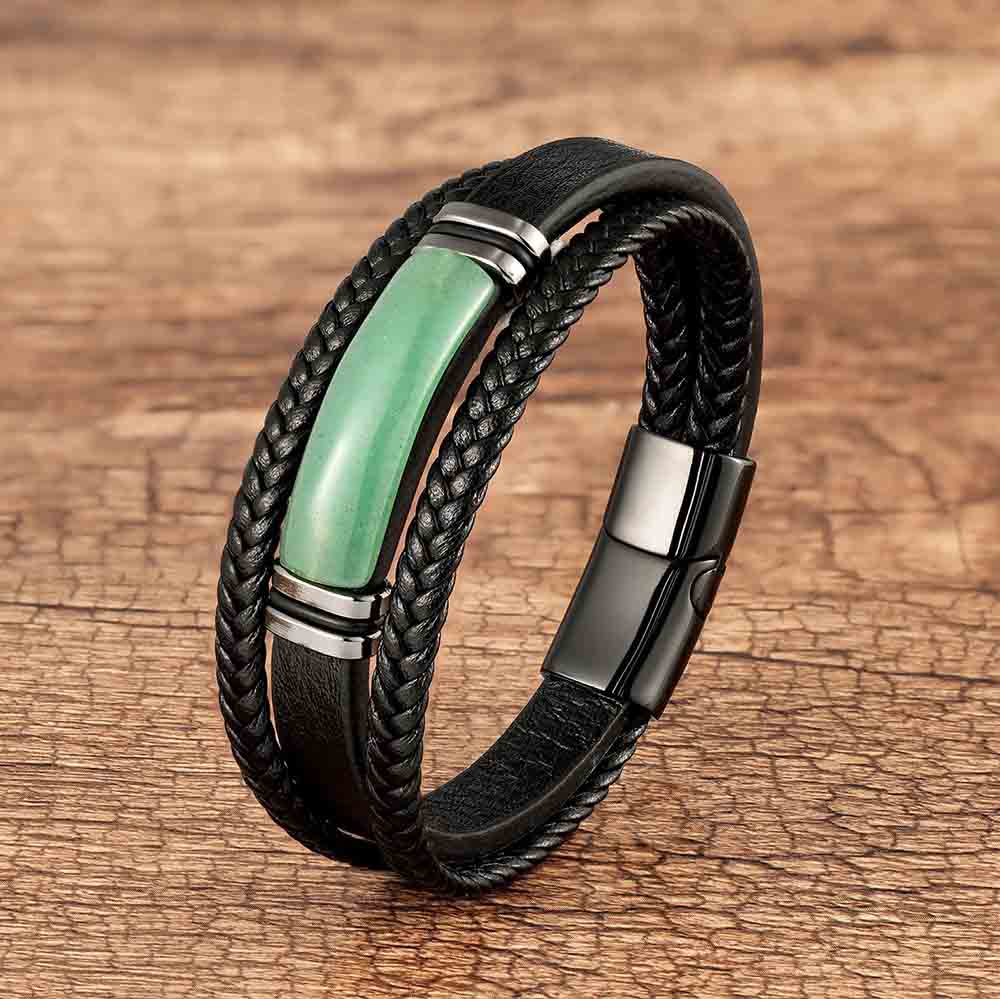 Fiasrel Stainless Steel Magnetic Clasp Multi-layer Handmade Woven Genuine Leather Bracelets