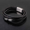 Fiasrel Multi Layer Vintage Pu Leather Bracelet Stainless Steel Spacer Beads Stackable Braided Leather Bracelet