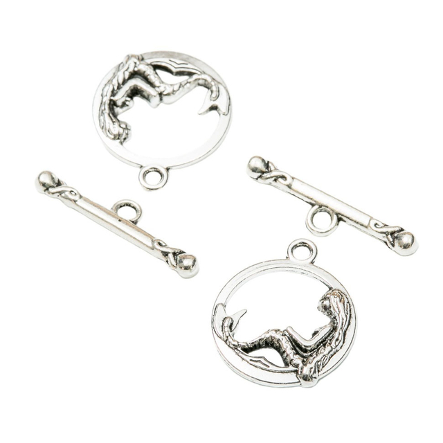 Fiasrel 10pcs Zinc Alloy Mermaid Charms OT Clasps