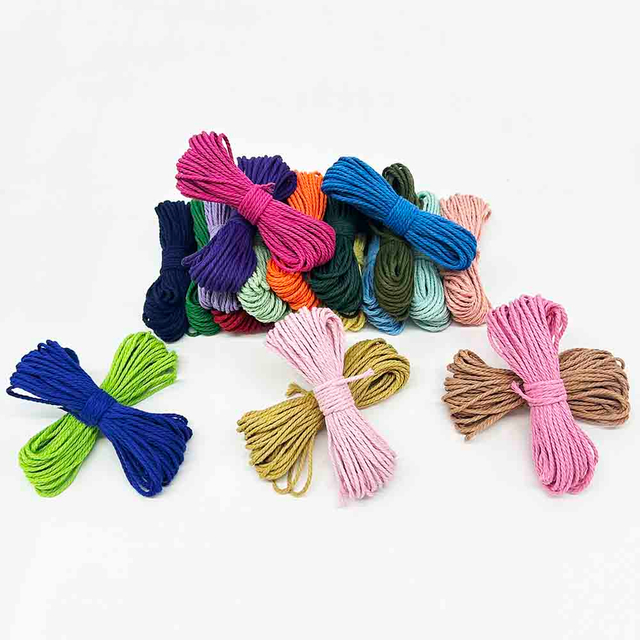 Fiasrel 2mm Diameter 10Yards Long Cotton Polyester Strings Rope Macrame Braided Cord