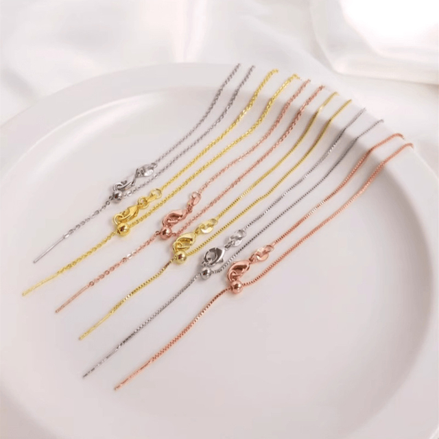 Fiasrel 10pcs Box Chains Sliding Ball Length Adjustable Chain Necklace for Jewelry Accessories