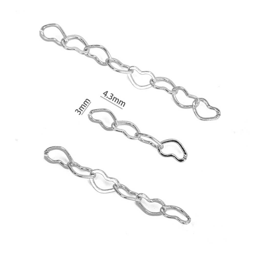Fiasrel 1m 18K Gold Filled Heart Chain Sterling Silver Filled Heart Chain Bulk Chain for Necklace Bracelet Permanent DIY Jewelry