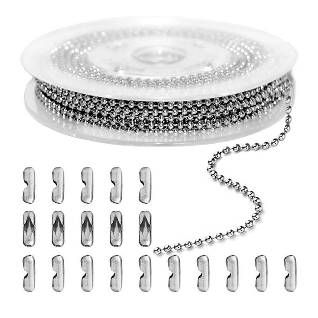 Fiasrel 2.4mm Stainless Steel Bead Chains Jewelry Ball Chains DIY Cable Chains for Jewelry Making Necklace 