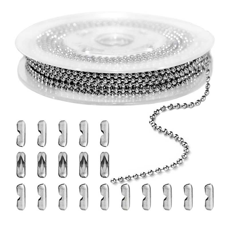 Fiasrel 2.4mm Stainless Steel Bead Chains Jewelry Ball Chains DIY Cable Chains for Jewelry Making Necklace 