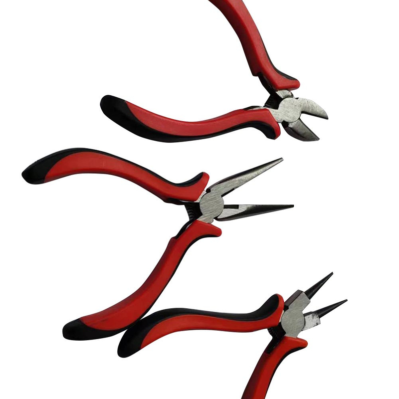 Fiasrel Jewelry Pliers Tools Long Needle Round Flat Bent Cutting Plier Scissors Kit for DIY Jewelry Craft Making