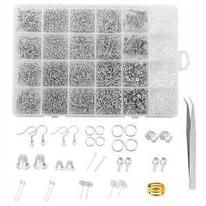 Fiasrel Earring Repair Accessories Set Jewelry Findings Tools Open Jump Rings Hook Kit for Jewelry DIY Making Kit