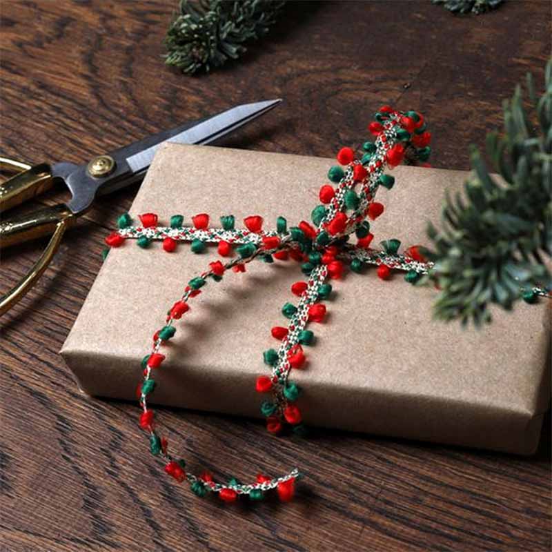 Fiasrel 1mm 10Yards Christmas Ornaments Elegant Plush Silk Ribbons Stylish Flower Bouquet Wrapping Ribbons Christmas Present Packaging Ribbon