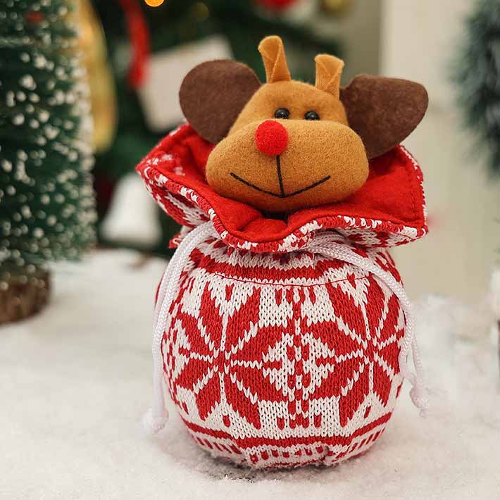Fiasrel Drawstring Pouches Christmas Eco-friendly Cotton Bag Reindeer Santa Sacks Christmas Gift Drawstring Bags